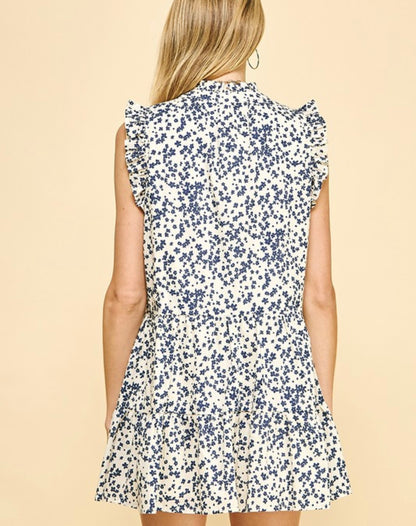 Navy Floral Mini Dress