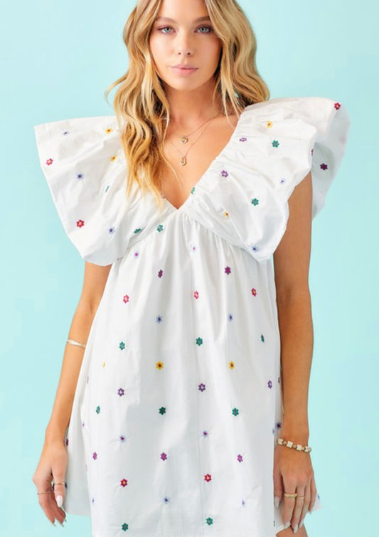 Floral Embroidered Babydoll Dress
