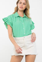 Load image into Gallery viewer, Abby Top in Green Stripes
