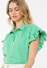 Load image into Gallery viewer, Abby Top in Green Stripes
