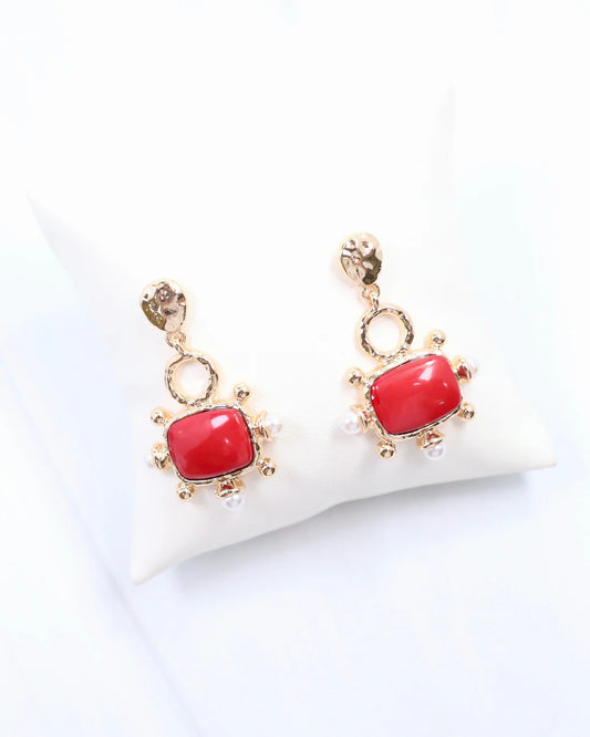Red Buena Vista Pearl Drop Earring