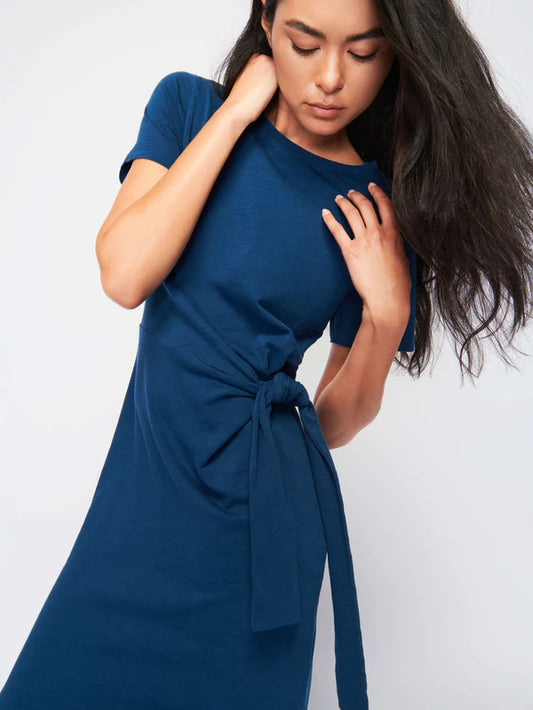 Lavi Tied T-Shirt Dress in Deep Space
