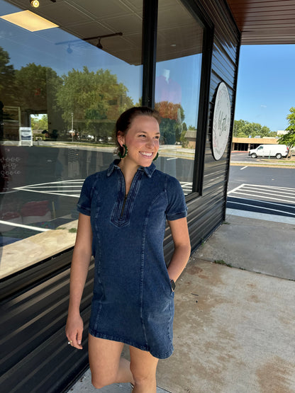 FINAL SALE Thora Dress in Blue Denim
