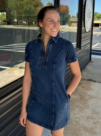 FINAL SALE Thora Dress in Blue Denim