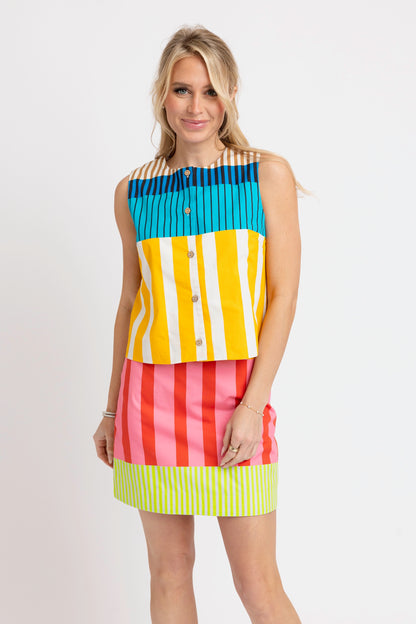Marlowe Stripe Sleeveless Button Up Top
