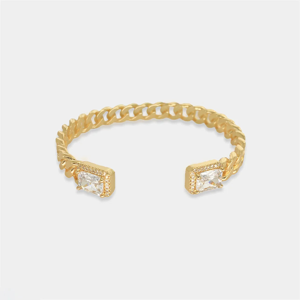 CZ Curb Chain Cuff in Clear
