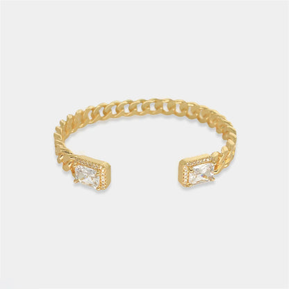 CZ Curb Chain Cuff in Clear