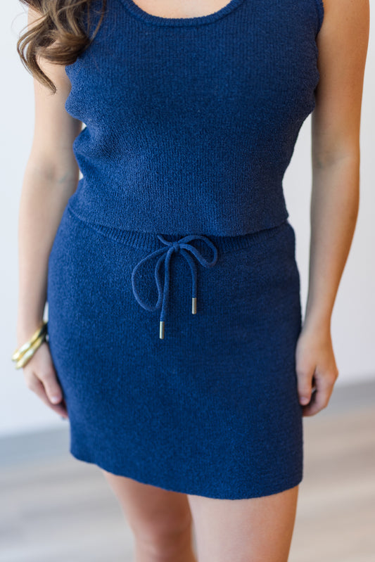 FINAL SALE Georgia Mini Skirt in Midnight Blue
