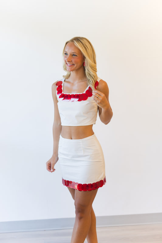 Scarlett Bold Sequin Disc Trim Crop Top