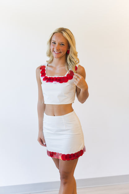 Scarlett Bold Sequin Disc Trim Crop Top