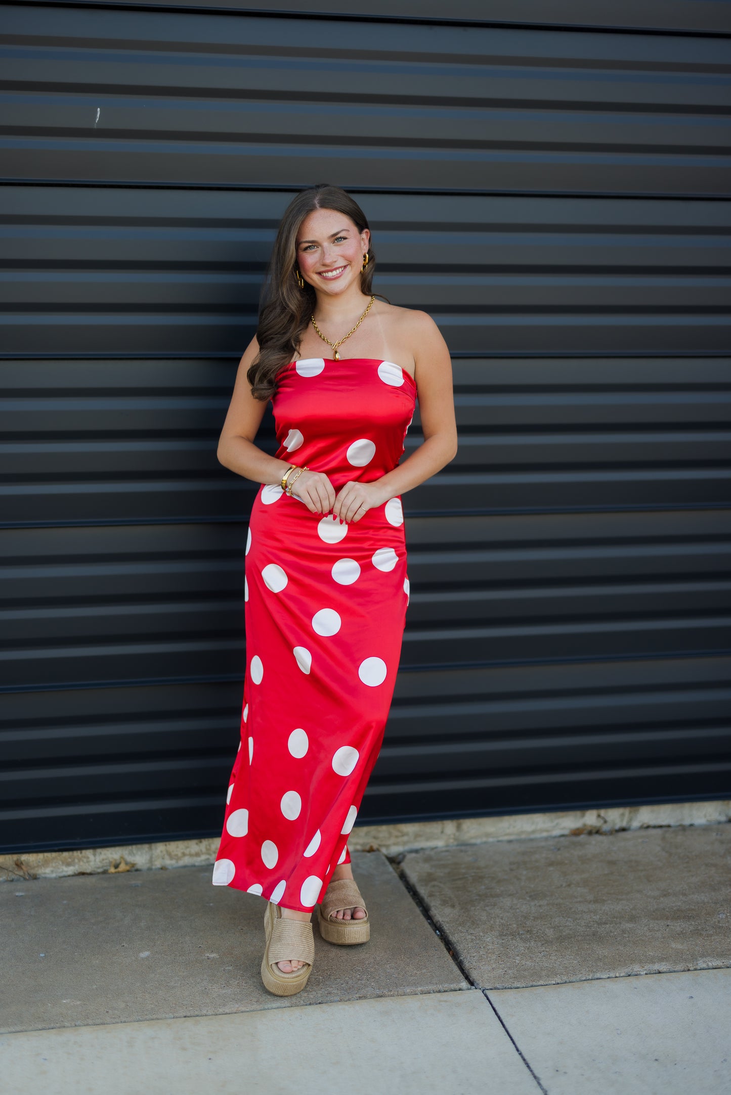 Cherry Kiss Polka Dot Maxi Dress