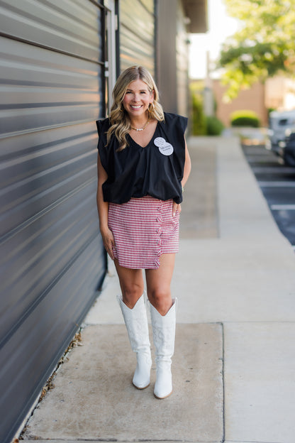 Sterling Houndstooth Wrap Mini Skort