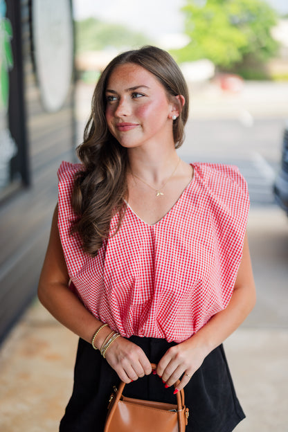 Kelsey Check Poplin Bubble Top