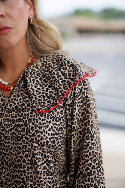 Melanie Blouse in Leopard/Red