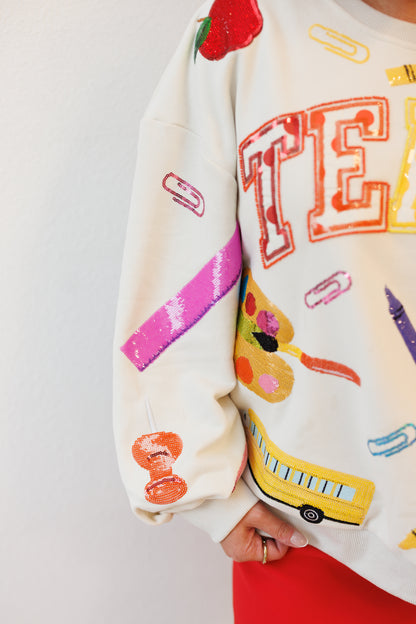 Teach Sequin Sweatshirt