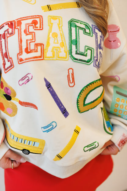Teach Sequin Sweatshirt