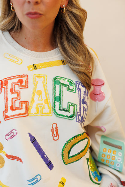 Teach Sequin Sweatshirt