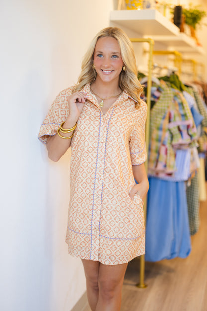 Lexi Retro Floral Short Sleeved Dress