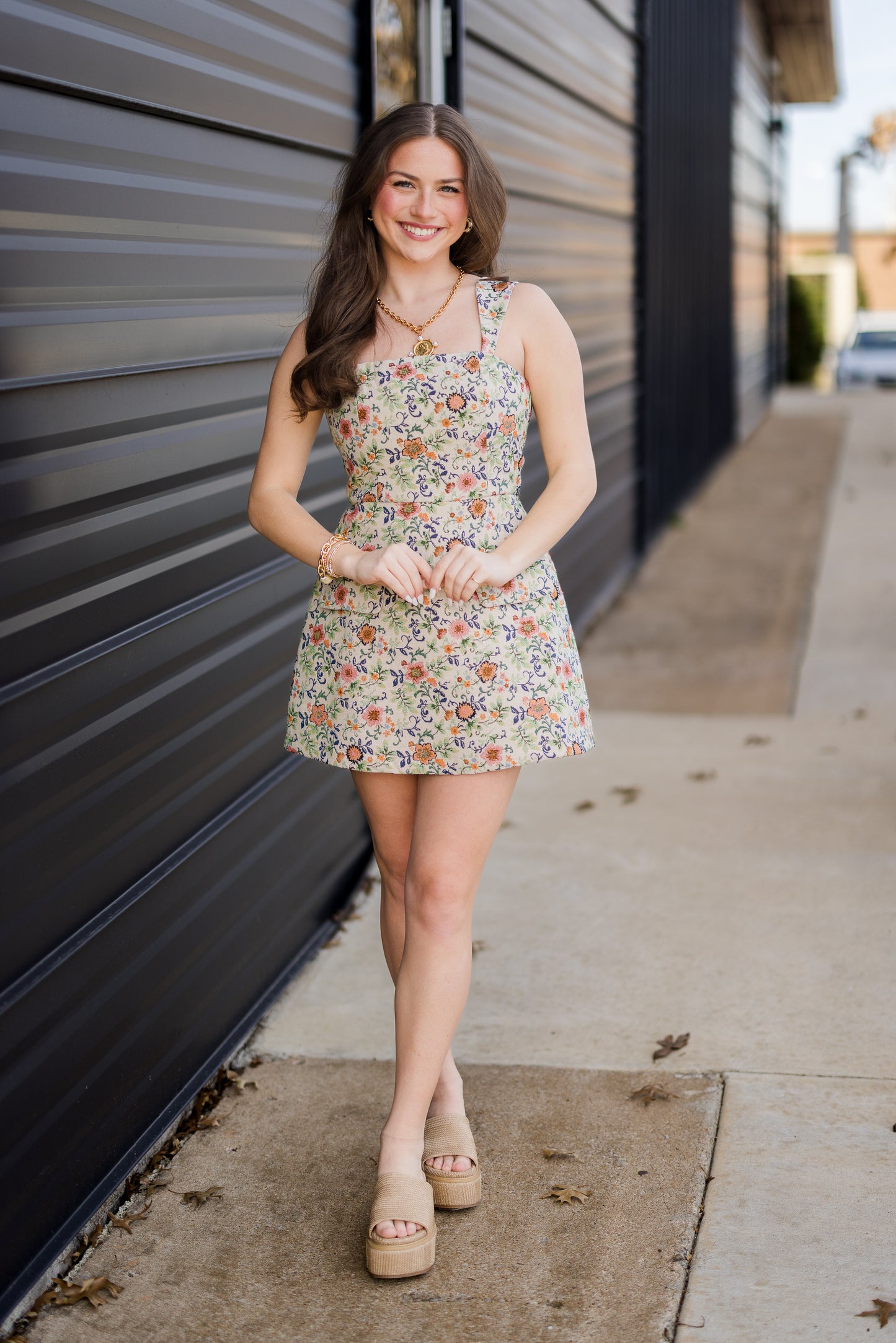 Floral Jacquard Mini Dress