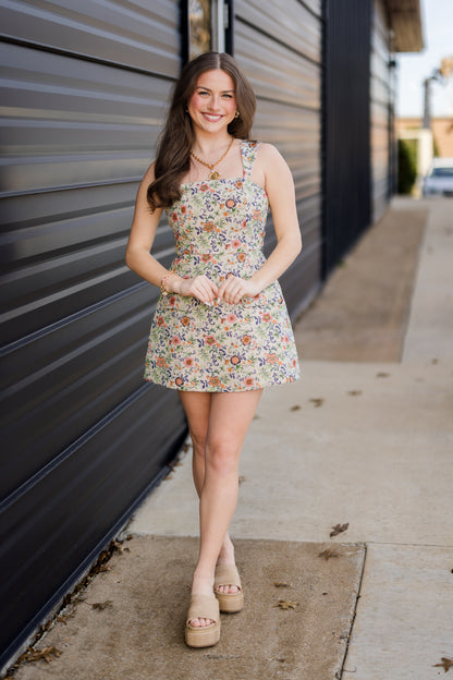 Floral Jacquard Mini Dress