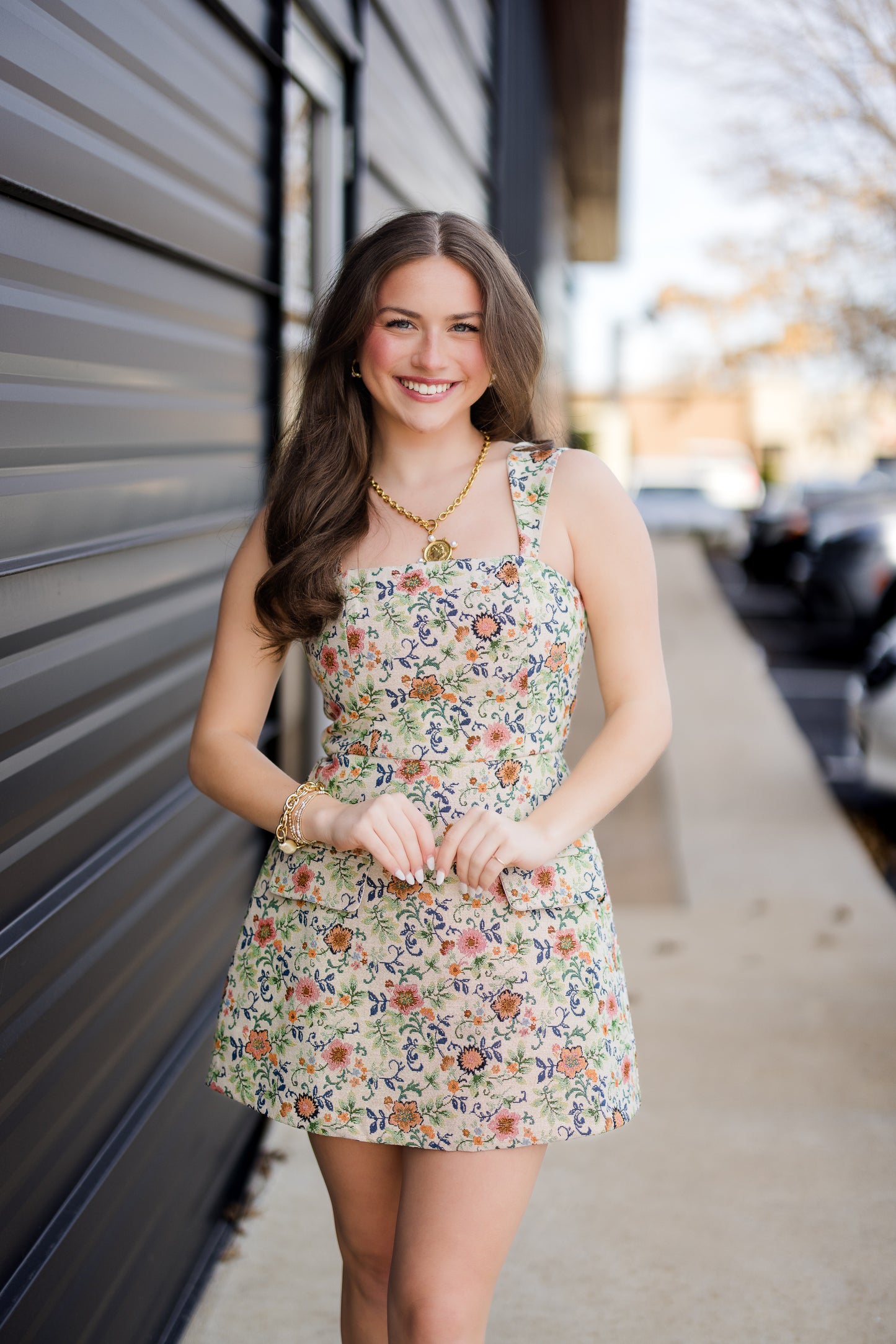 Floral Jacquard Mini Dress