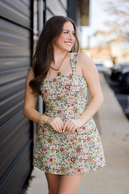 Floral Jacquard Mini Dress