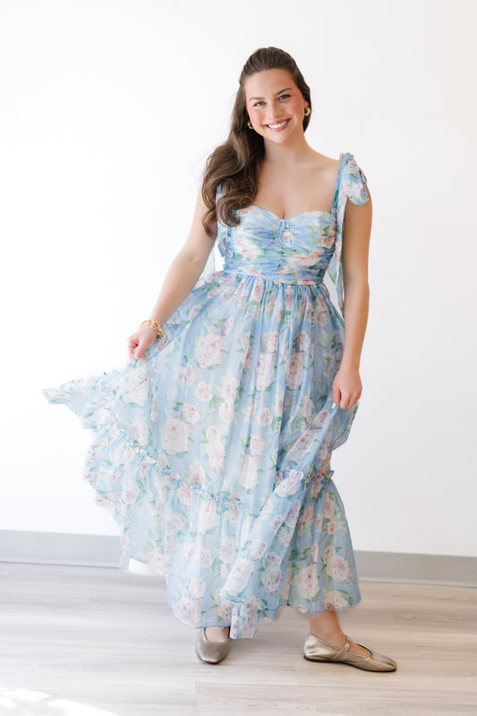 Delicate Floral Tiered Mini Dress