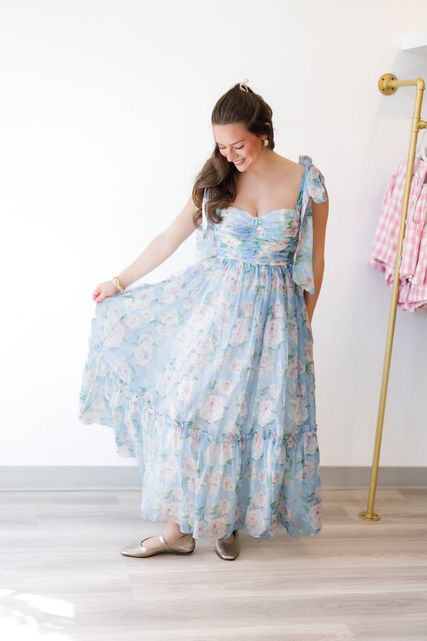 Delicate Floral Tiered Mini Dress