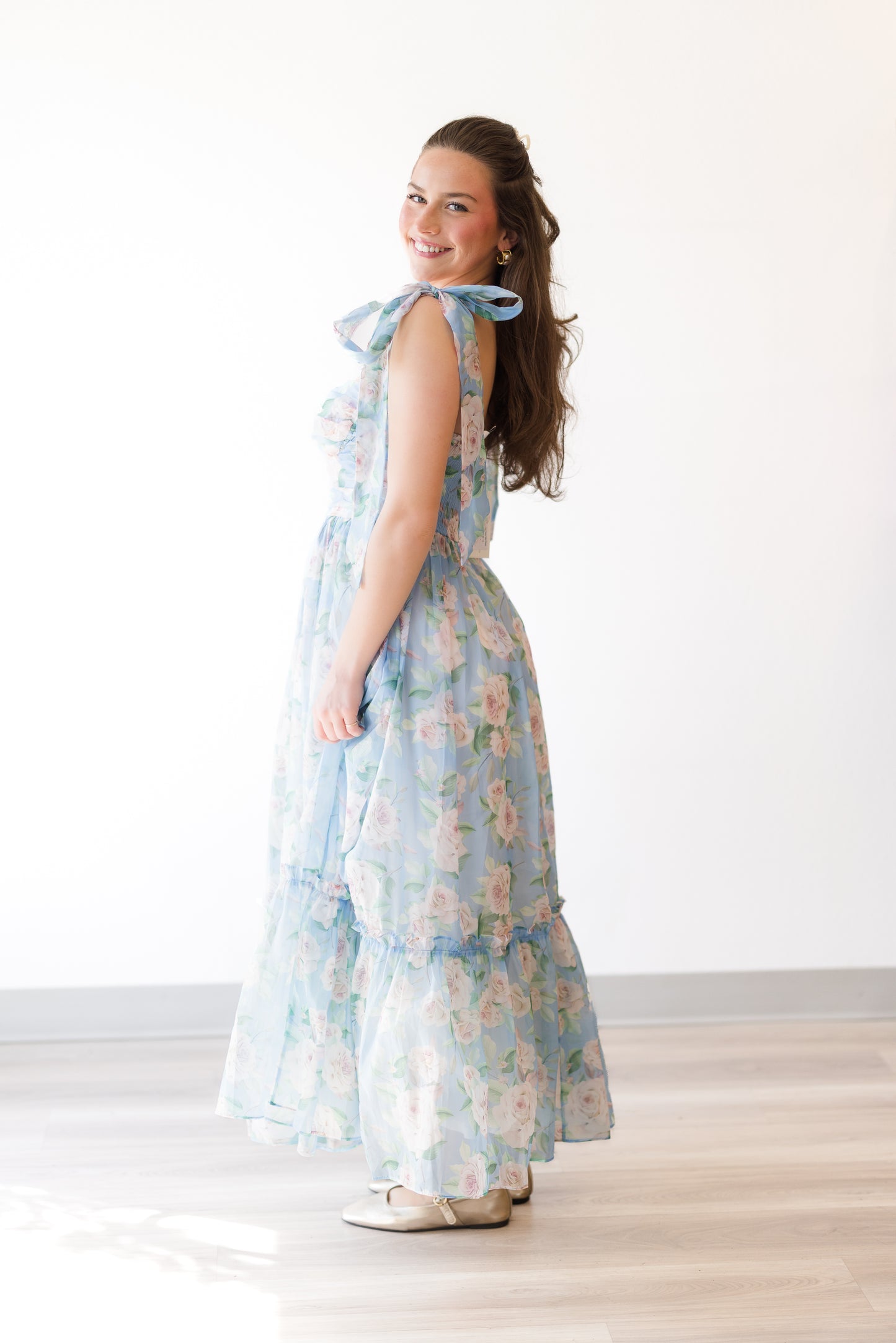 Delicate Floral Tiered Mini Dress