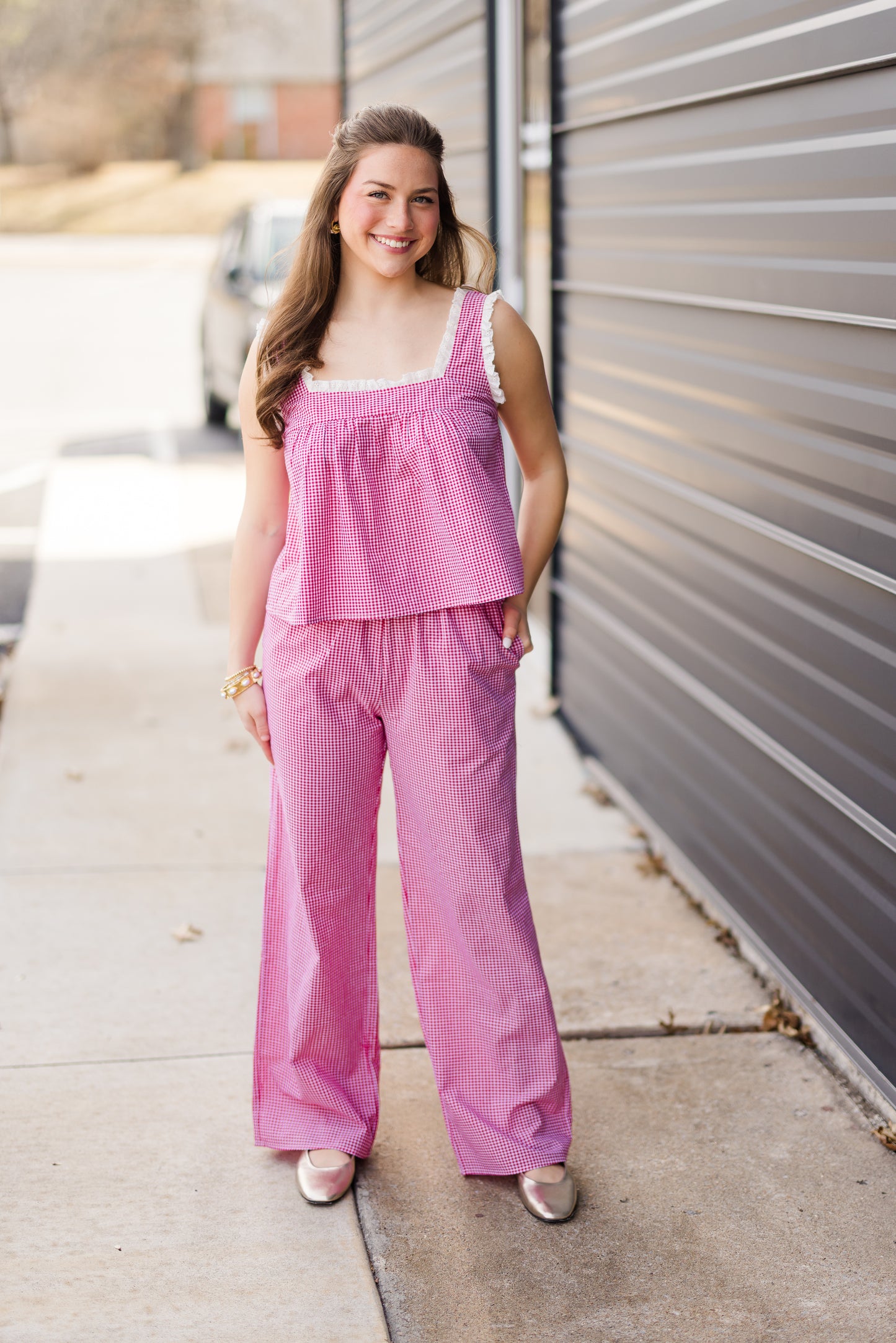 Gingham Pants in Red