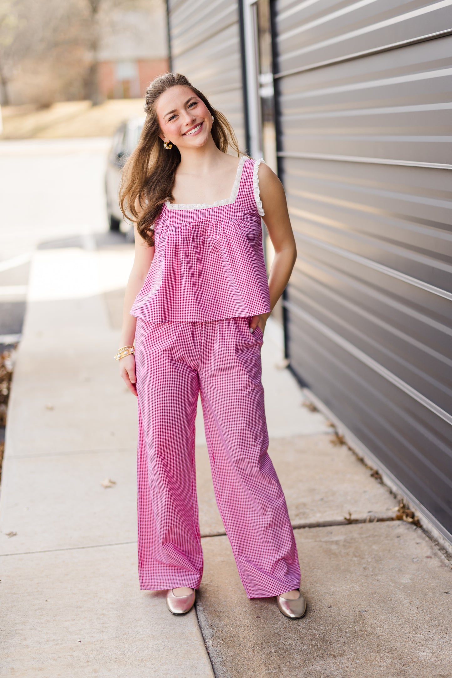 Gingham Pants in Red