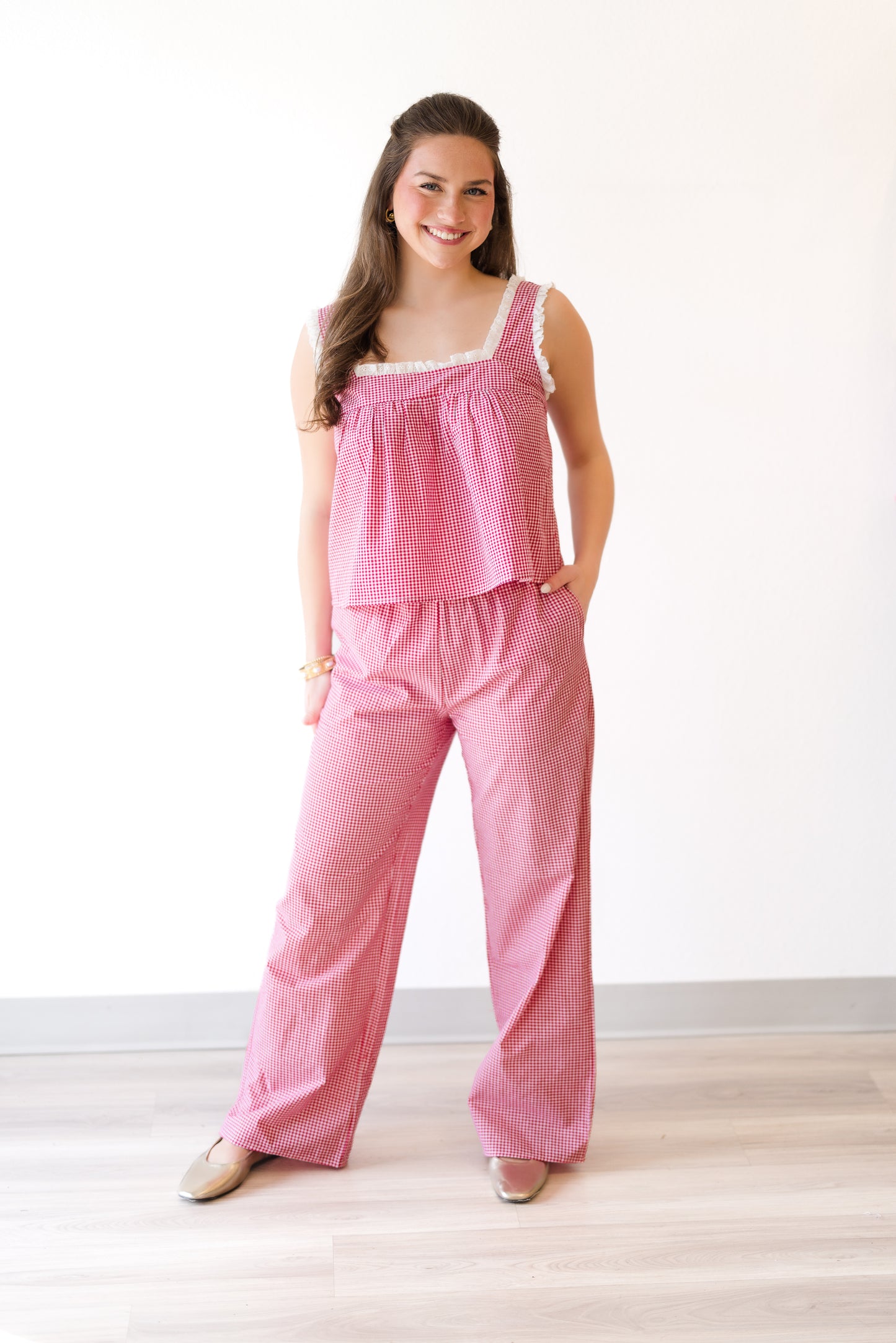 Gingham Pants in Red