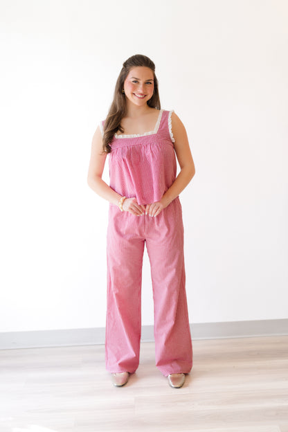 Gingham Pants in Red