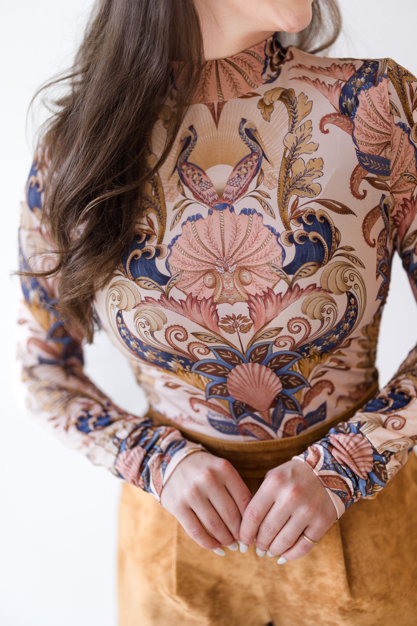 Sea Garden Scarf Soft Pink Jersey Blouse