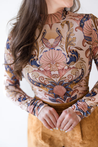 Sea Garden Scarf Soft Pink Jersey Blouse