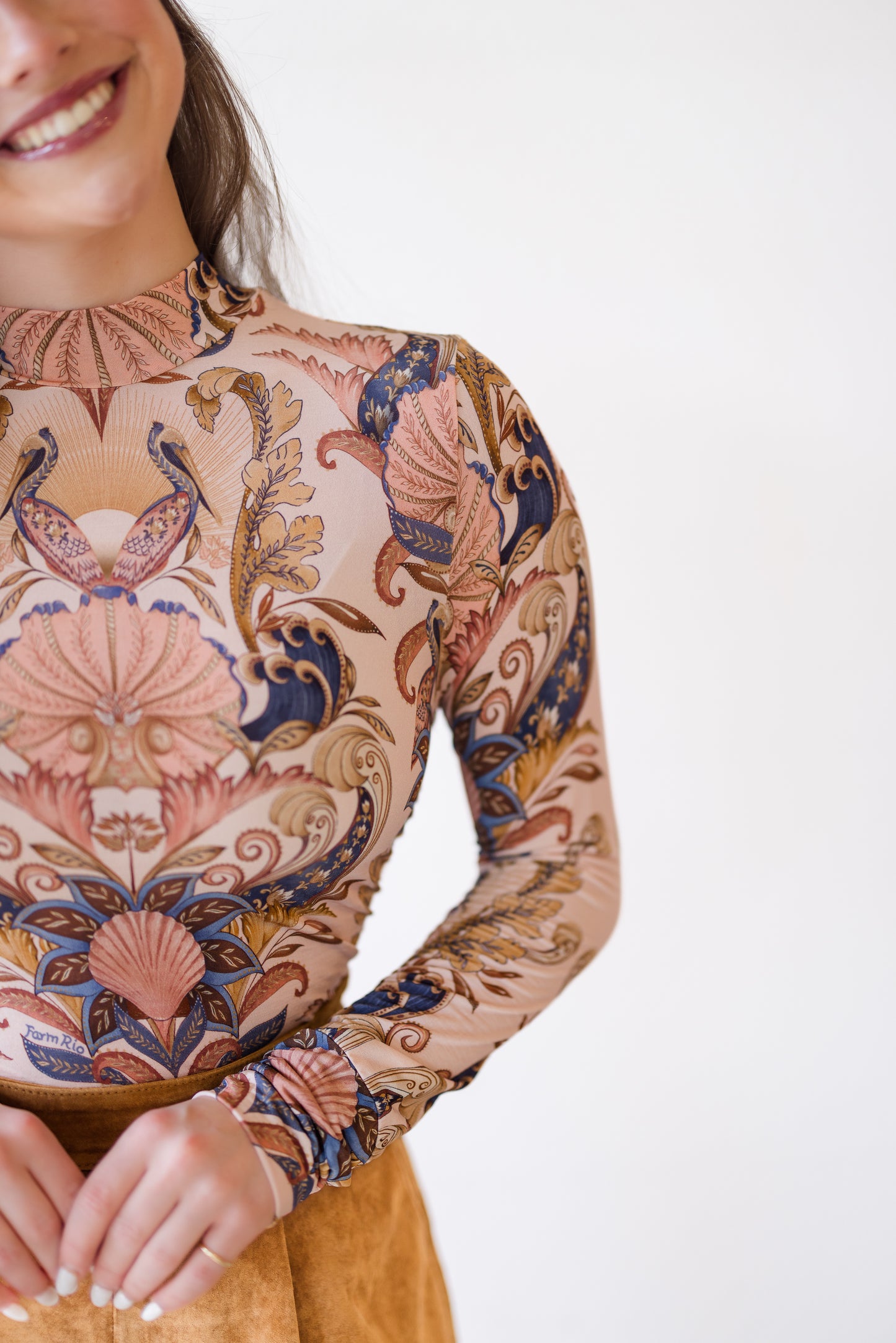 Sea Garden Scarf Soft Pink Jersey Blouse