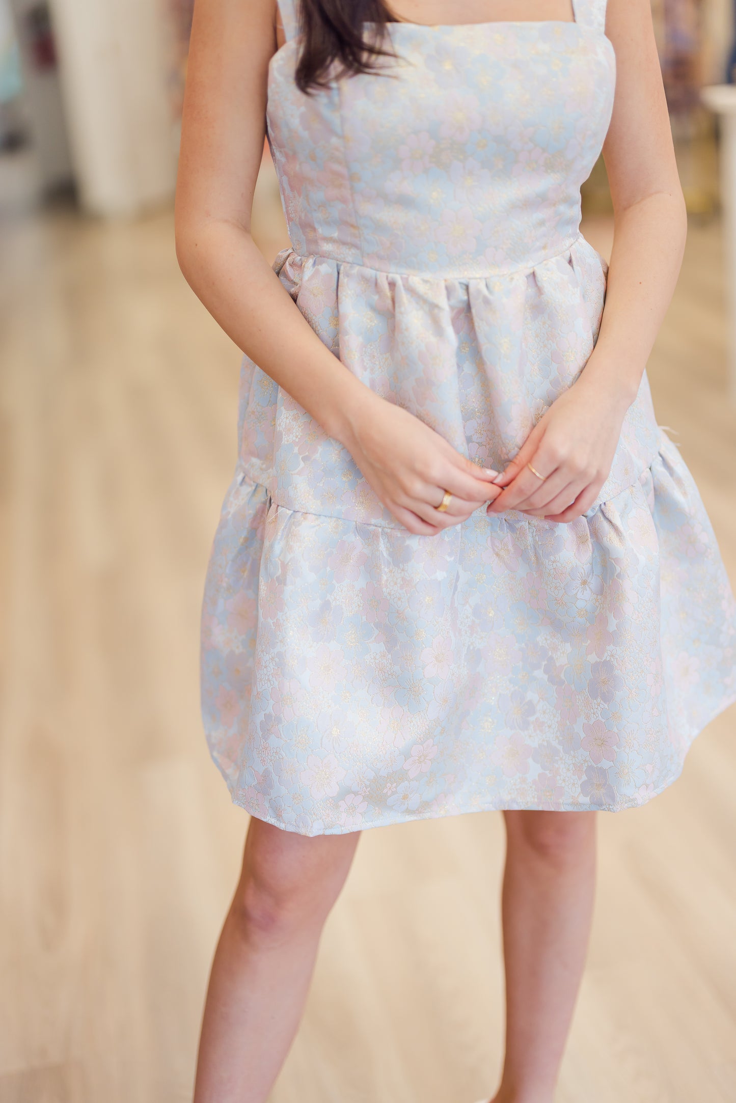 Organza Ruched Tiered Midi Dress