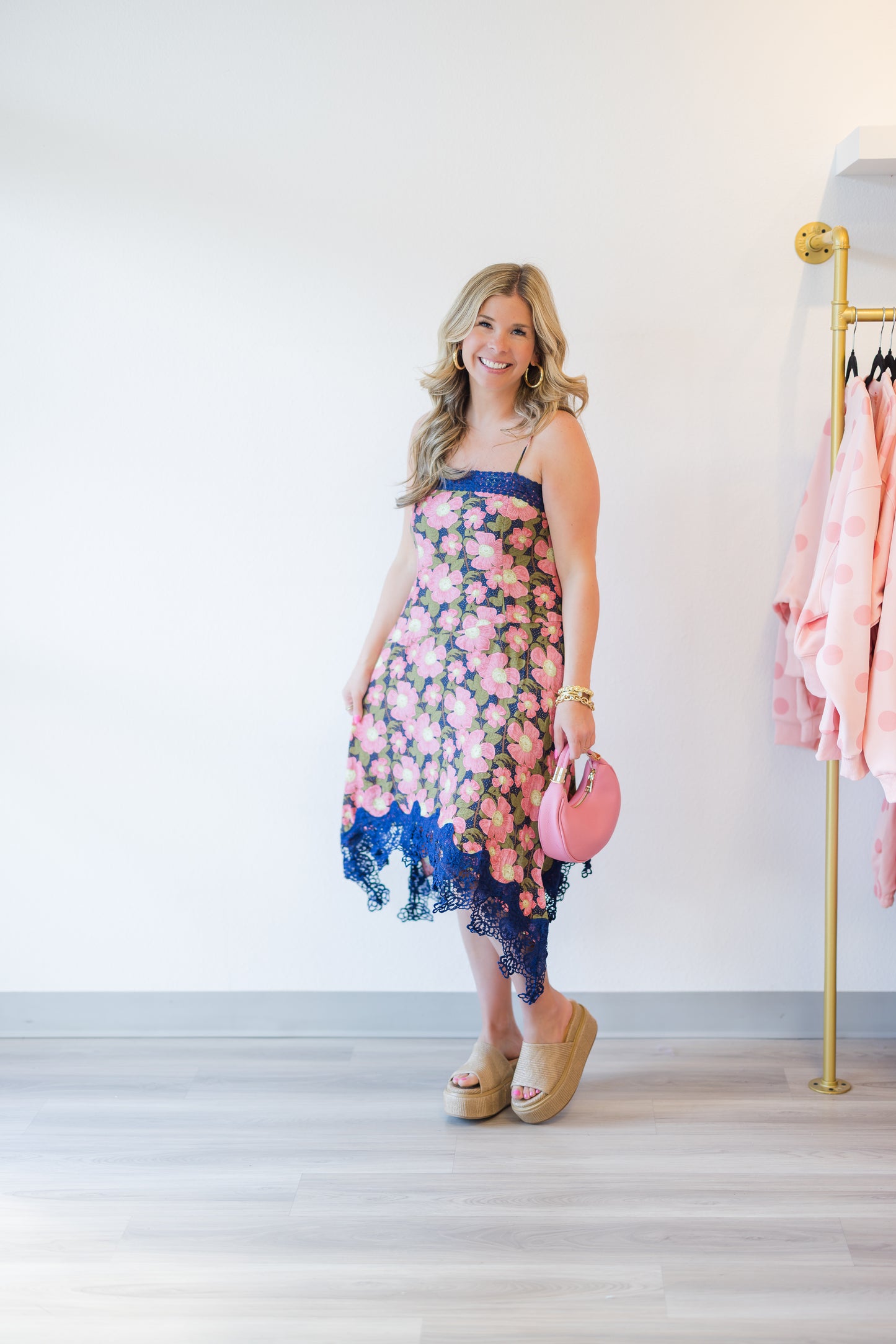 Jada Floral Print Dress in Blue