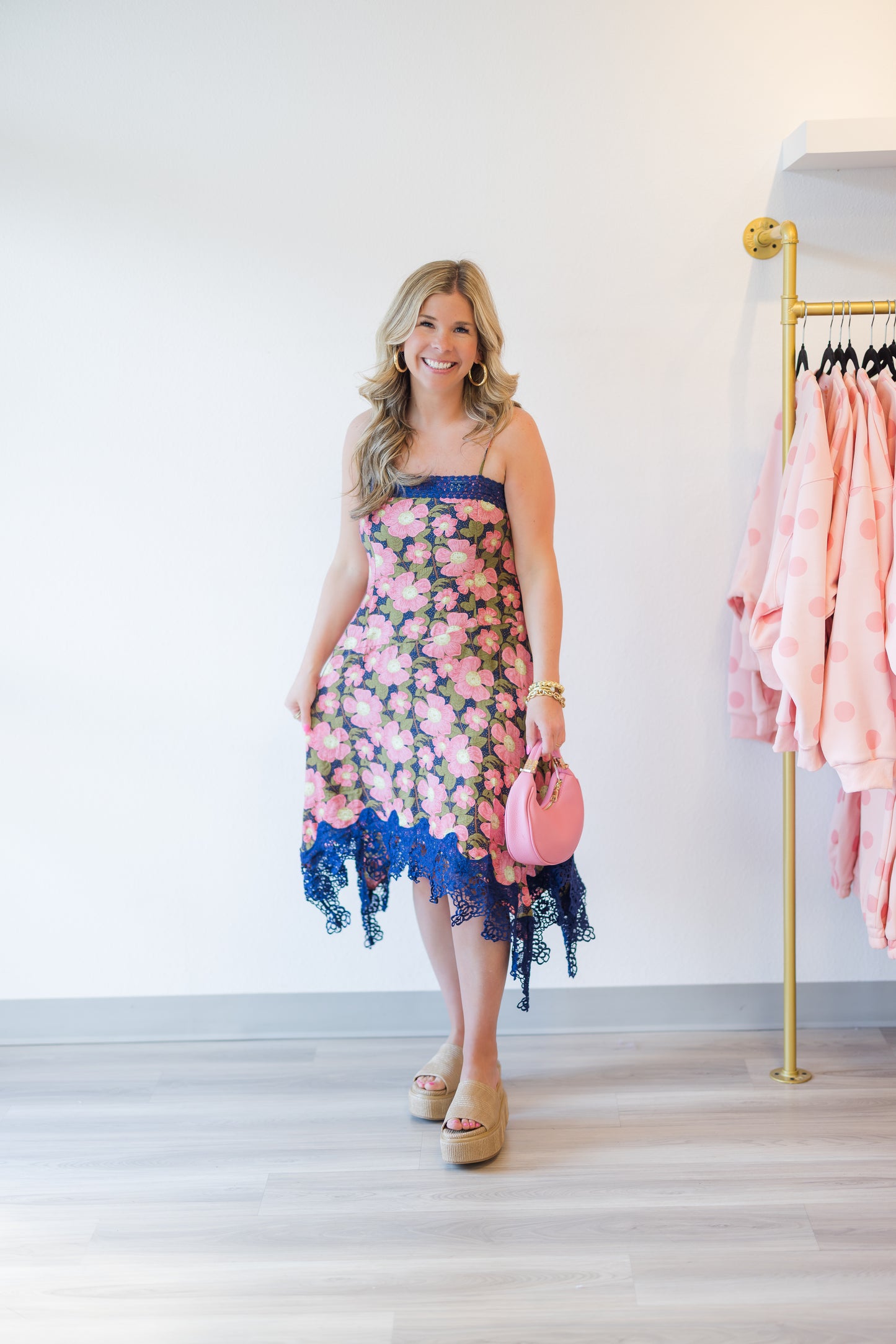 Jada Floral Print Dress in Blue