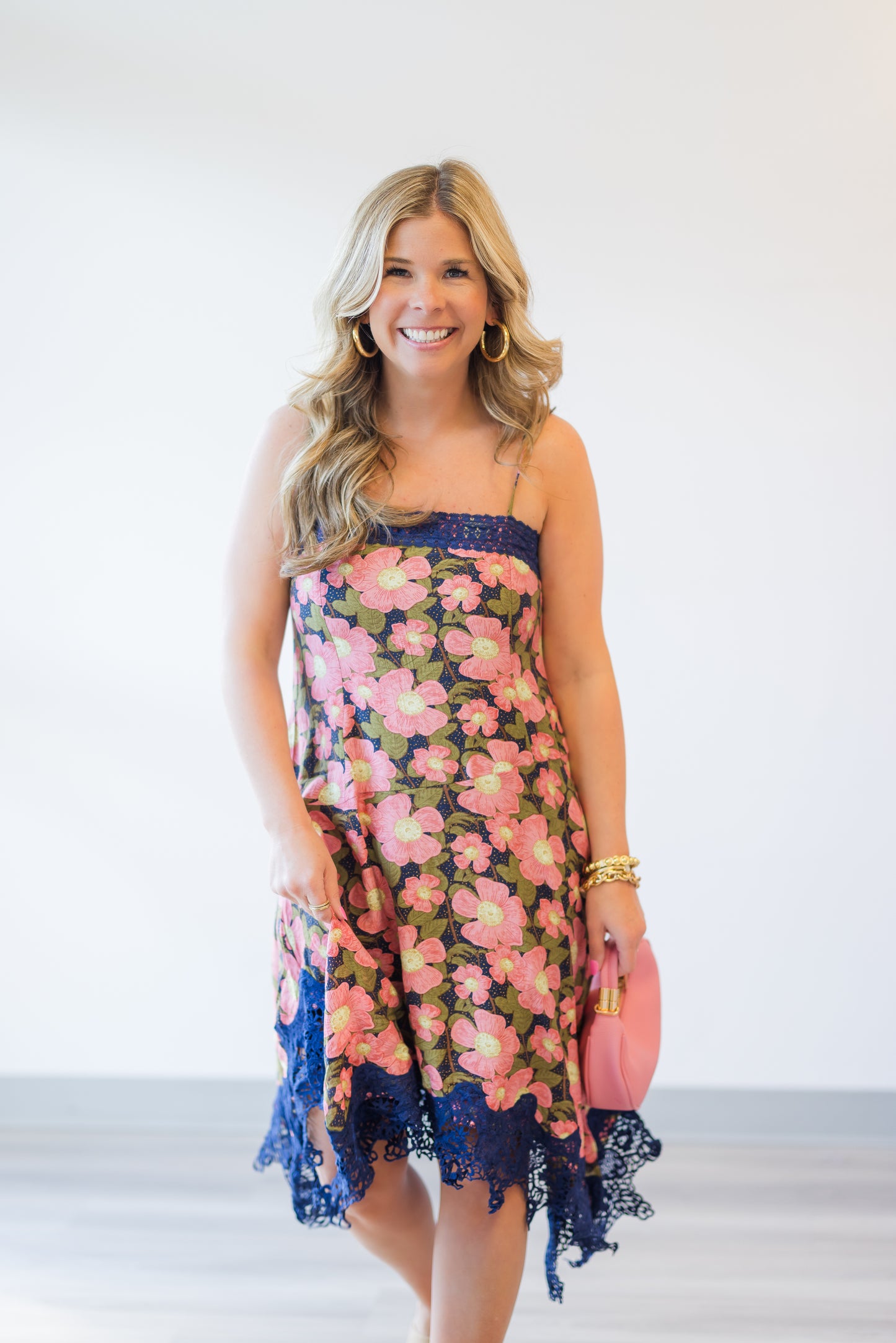 Jada Floral Print Dress in Blue