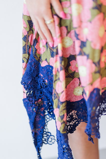 Jada Floral Print Dress in Blue