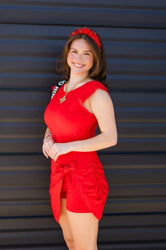 Red Athleisure Dress with Zipper