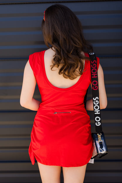 Red Athleisure Dress with Zipper