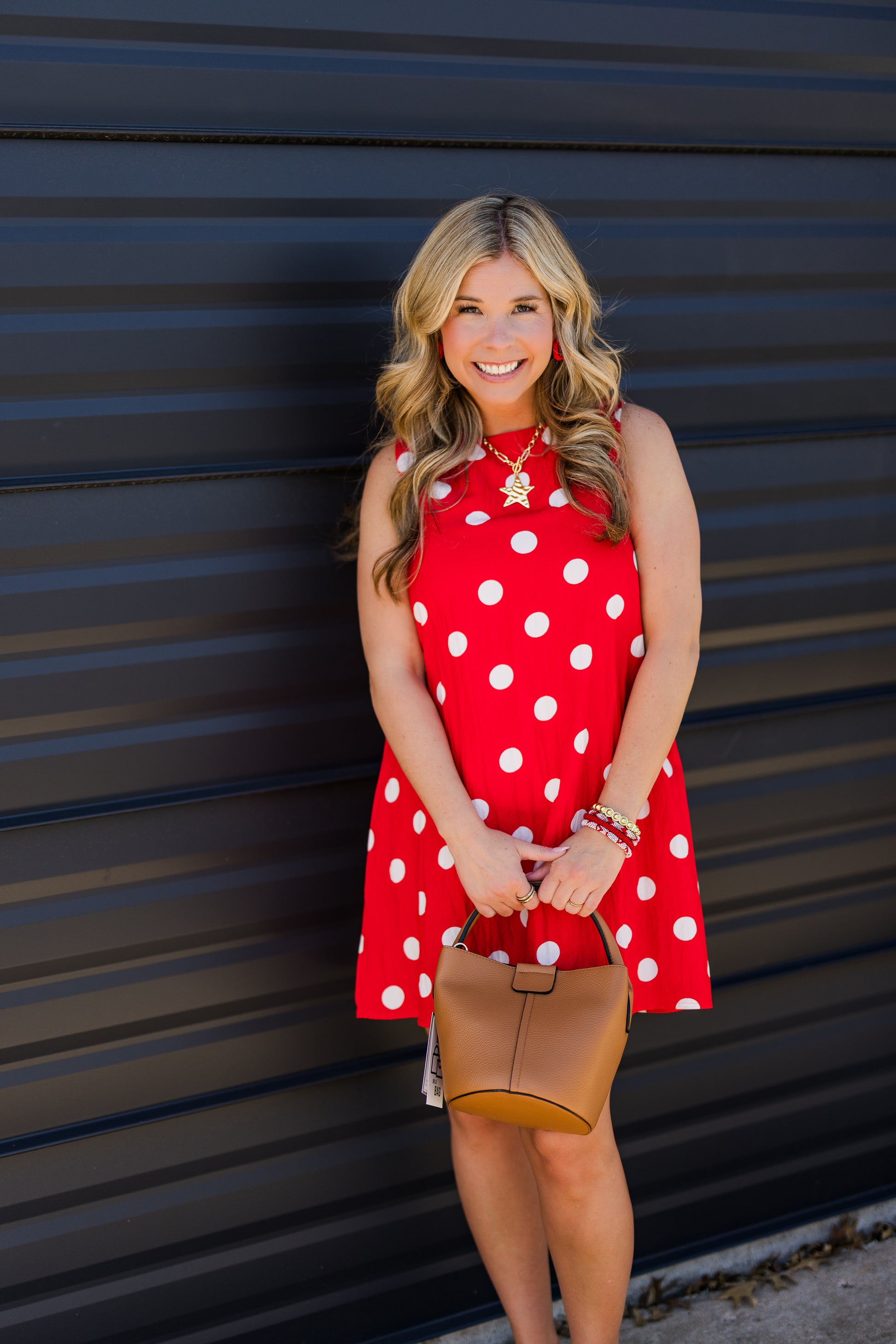shift red dress Ruffle Neck Shift Dress