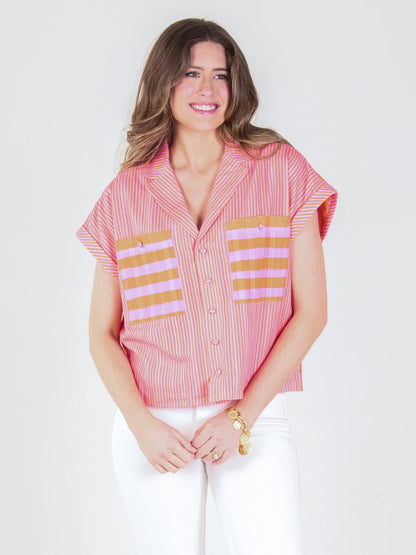 Luna Top in Coral Pink Stripe