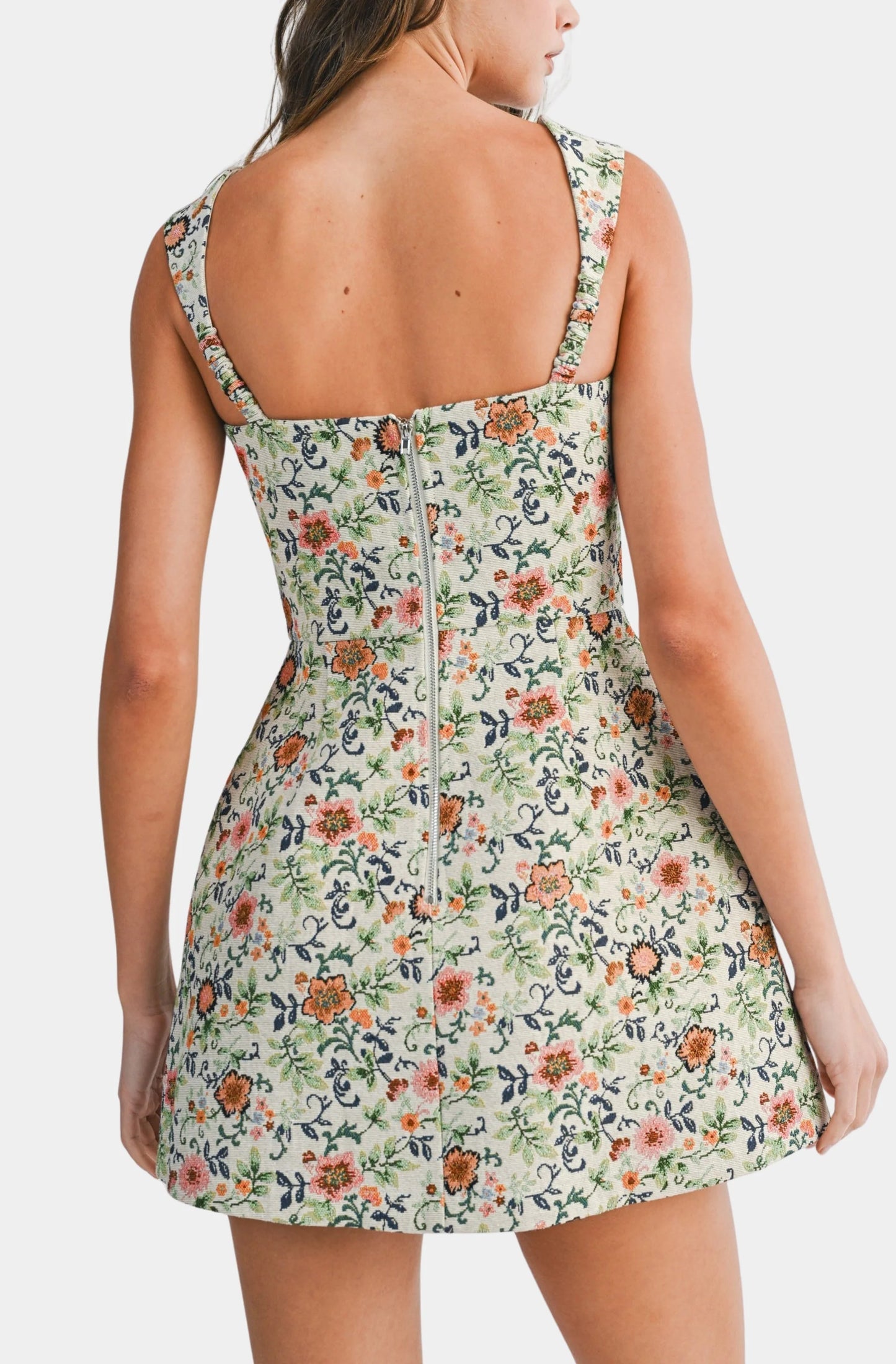 Floral Jacquard Mini Dress