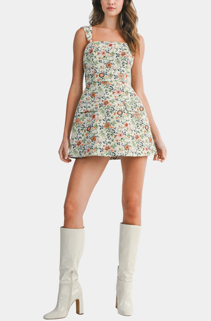 Floral Jacquard Mini Dress