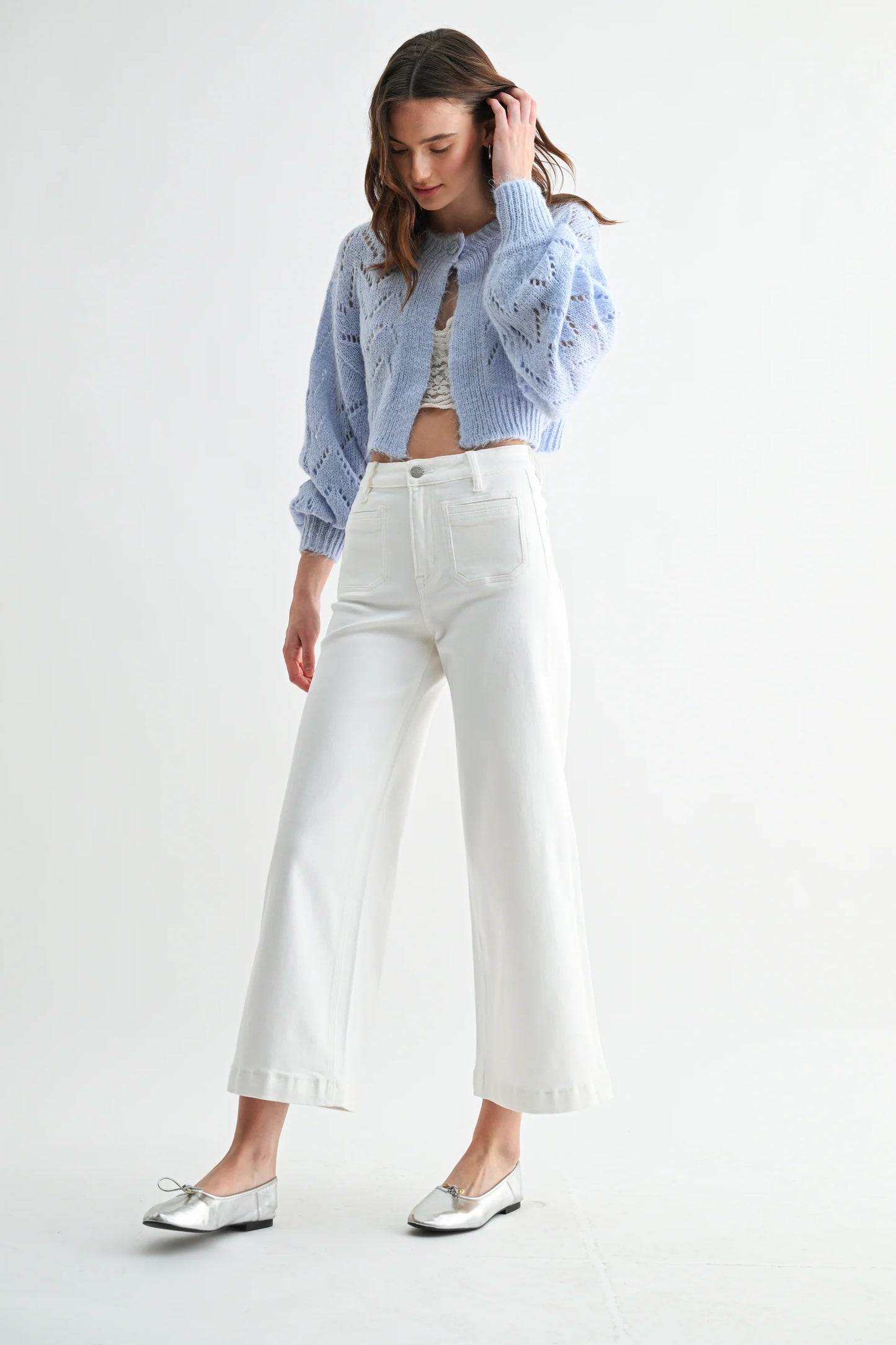 Mia High Rise Wide Leg in Warm White
