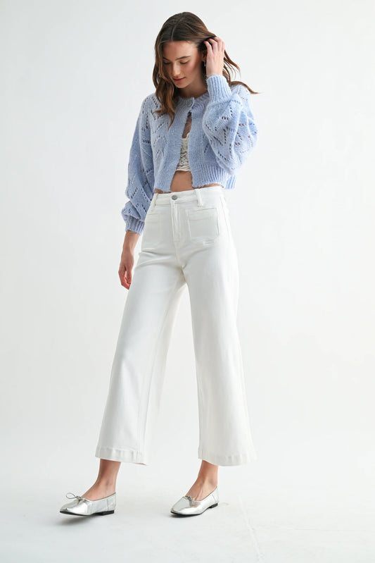 Mia High Rise Wide Leg in Warm White