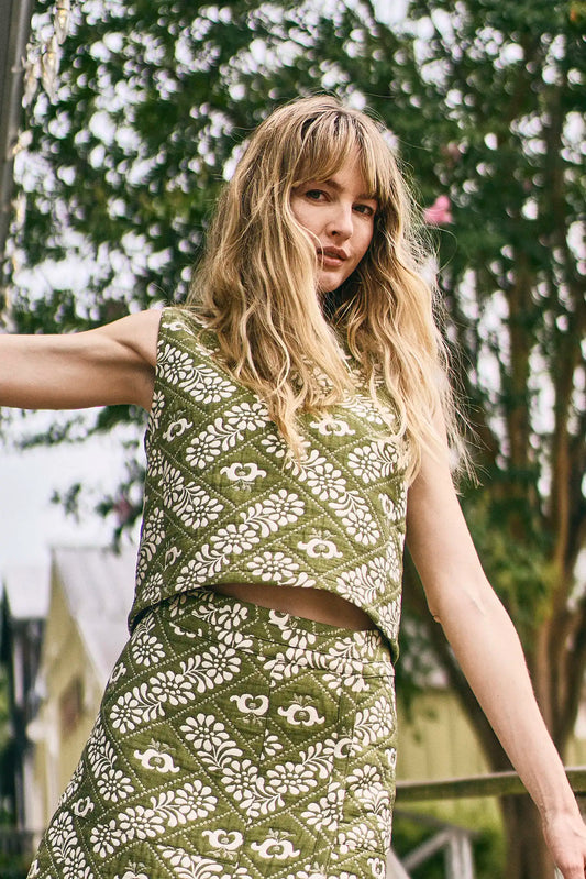 Manning Top in Jacquard Olive